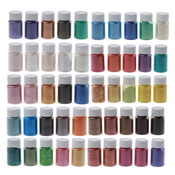 50 Colors Pigments Brilliant Mica Powder Kit Epoxy Resin Colorant Makeup Bath  Bomb Soap Candle Making Powder Pigment Kit QZW